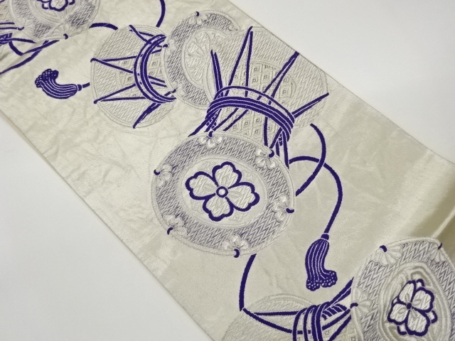 Woven Fukuro obi with a drum pattern